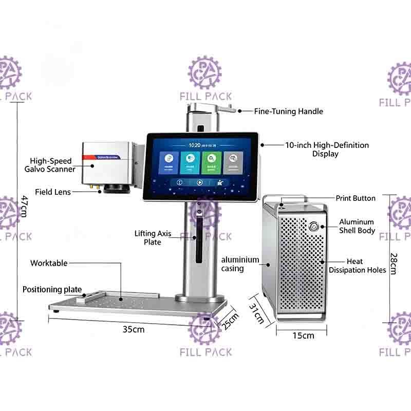 20 Watt Desktop-Laserdruckmaschine zur Kennzeichnung von Datums- und Chargencodes auf Kartons und Weinflaschen fournisseur